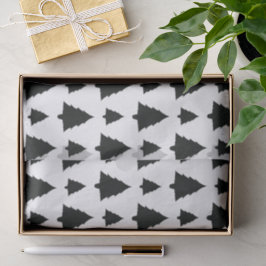 Zwart-Witte Spar Kerstboom Patroon Tissuepapier