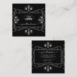 Zwart-witte sparkle-juwelen met Logo Ornamenten Vierkante Visitekaartje