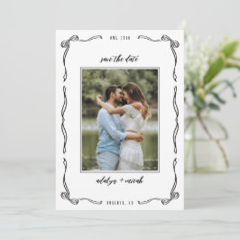 Zwart-witte speelse strikjes save the date