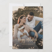 Zwart-witte speldensnoep sneeuwfoto feestdagenkaart (Voorkant)