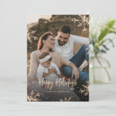 Zwart-witte speldensnoep sneeuwfoto feestdagenkaart (Staand voorkant)