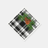 Zwart-witte speldenstang met dennekkegel servet (Hoek)