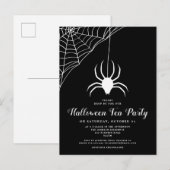 Zwart Witte Spin Halloween Thee Party Uitnodiging (Voorkant / Achterkant)