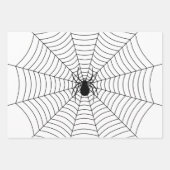 Zwart-witte spin op web Halloween patroon Inpakpapier Vel (Voorkant)