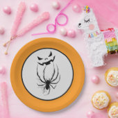 Zwart & Witte Spinnenweb Horror Halloween Papieren Bordje (Feest)