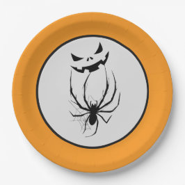 Zwart & Witte Spinnenweb Horror Halloween Papieren Bordje