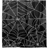 Zwart & Witte Spinnenwebben Halloween Douchegordijn (Voorkant)