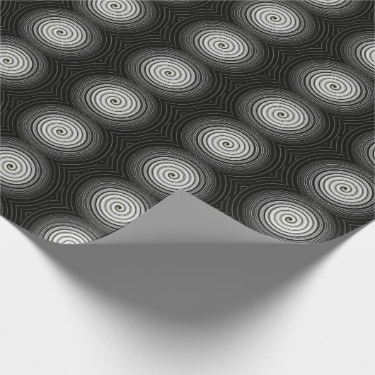 Zwart-witte spiraal cadeaupapier (Hoek)