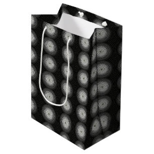 Zwart-witte spiraal medium cadeauzakje