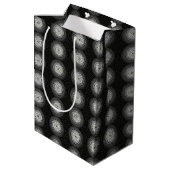 Zwart-witte spiraal medium cadeauzakje (Achterkant Gekanteld)