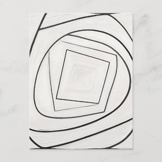 Zwart Witte Spiraal Vierkant Abstract Briefkaart (Voorkant)