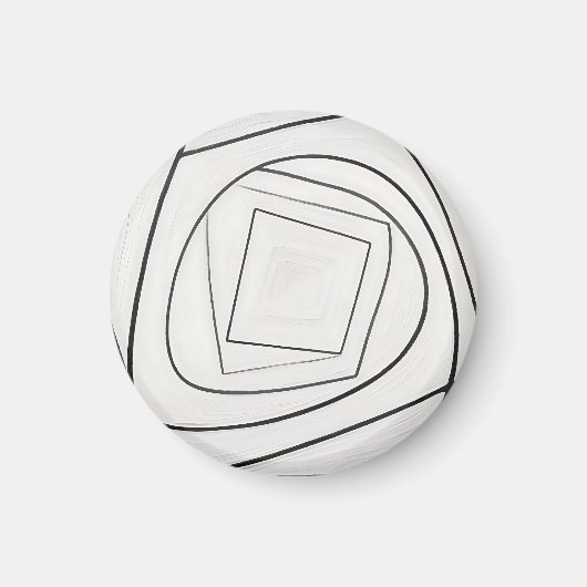 Zwart Witte Spiraal Vierkant Abstract Magneet (Voorkant)