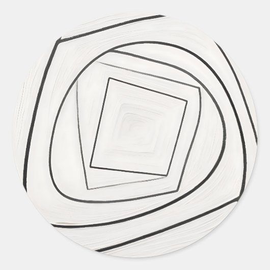 Zwart Witte Spiraal Vierkant Abstract Ronde Sticker (Voorkant)
