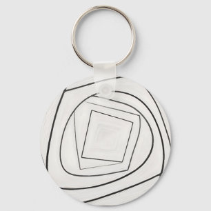 Zwart Witte Spiraal Vierkant Abstract Sleutelhanger
