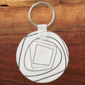 Zwart Witte Spiraal Vierkant Abstract Sleutelhanger (Voorkant)