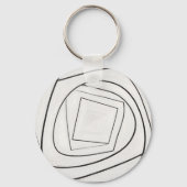 Zwart Witte Spiraal Vierkant Abstract Sleutelhanger (Achterkant)