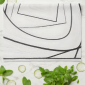 Zwart Witte Spiraal Vierkant Abstract Theedoek (Gevouwen)