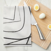 Zwart Witte Spiraal Vierkant Abstract Theedoek (Quarter Fold)