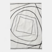 Zwart Witte Spiraal Vierkant Abstract Theedoek (Verticaal)