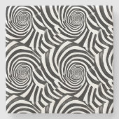 Zwart Witte Spiralen Stenen Onderzetter (Voorkant)