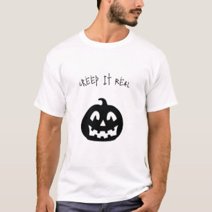 Zwart & Witte Spookachtige Pompoen Halloween T-Shi T-shirt