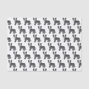 Zwart-witte Staffie Leuke Cartoonhondpatroon Tissuepapier