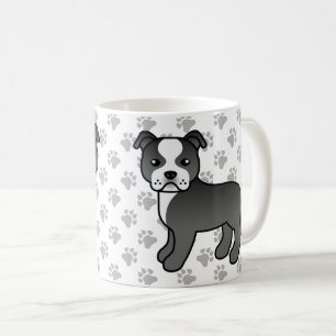 Zwart-Witte Staffordshire Bull Terrier Hond Koffiemok