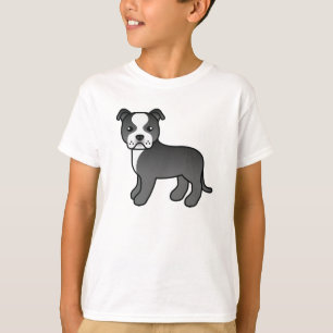 Zwart-Witte Staffordshire Bull Terrier Hond T-shirt