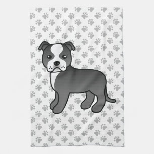 Zwart-Witte Staffordshire Bull Terrier Hond Theedoek