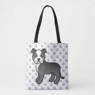 Zwart-Witte Staffordshire Bull Terrier Hond Tote Bag