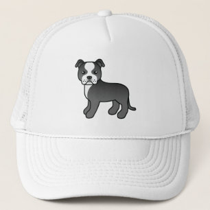 Zwart-witte Staffordshire Bull Terrier hond Trucker Pet