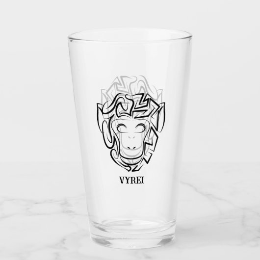Zwart-witte stam-aap glas (Voorkant)