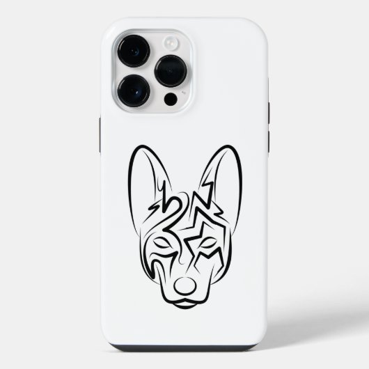 Zwart-witte stam-hond iPhone hoesje (Achterkant)