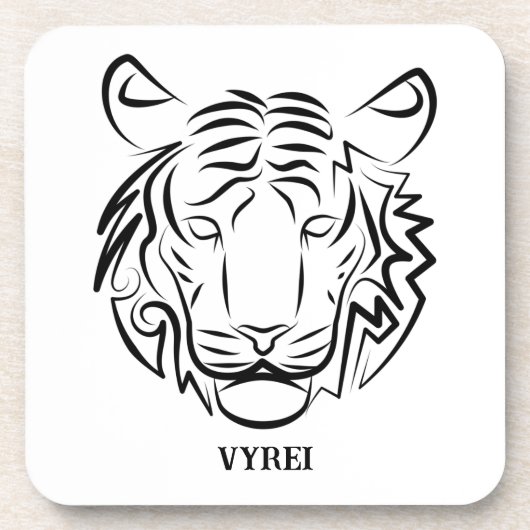 Zwart-Witte Stam Tijger Bier Onderzetter (Voorkant)