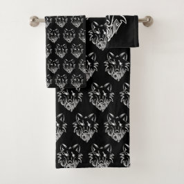 Zwart-witte stam wolf bad handdoek