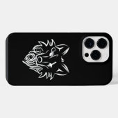 Zwart-witte stam wolf iPhone hoesje (Achterkant horizontaal)