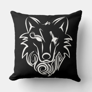 Zwart-witte stam wolf kussen
