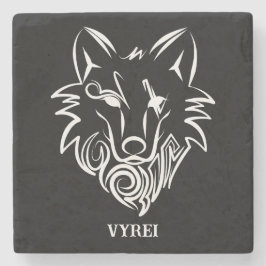 Zwart-witte stam wolf stenen onderzetter