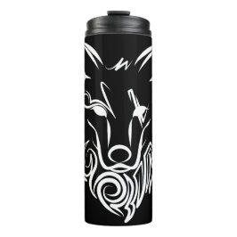Zwart-witte stam wolf thermosbeker
