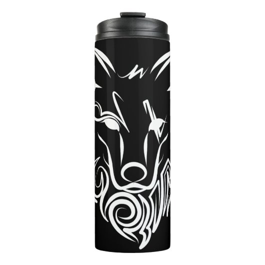 Zwart-witte stam wolf thermosbeker (Voorkant)
