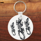 Zwart-witte stamestijl hagedis sleutelhanger (Achterkant)