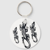 Zwart-witte stamestijl hagedis sleutelhanger (Achterkant)