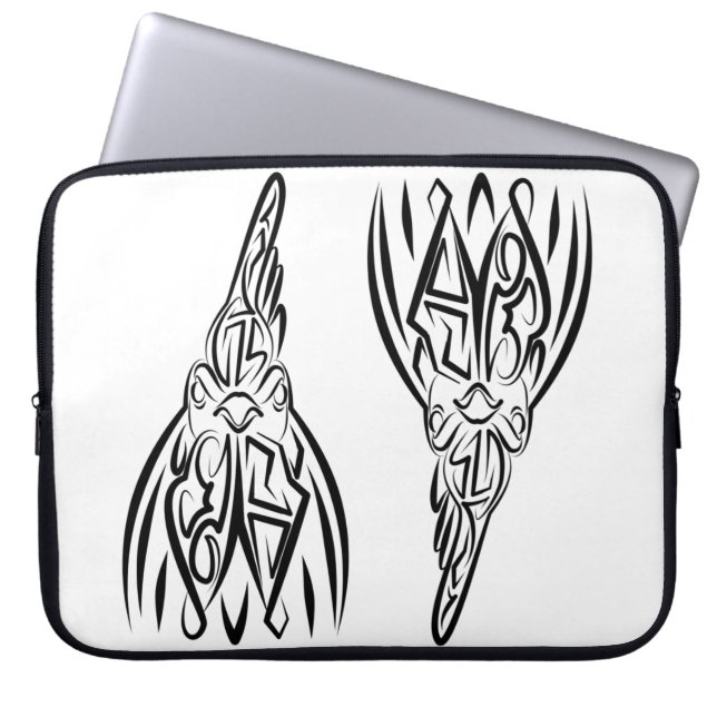 Zwart-witte stamhoen laptop sleeve (Voorkant)