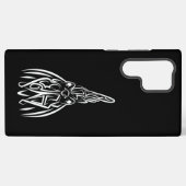 Zwart-witte stamphoen samsung galaxy hoesje (Achterkant horizontaal)