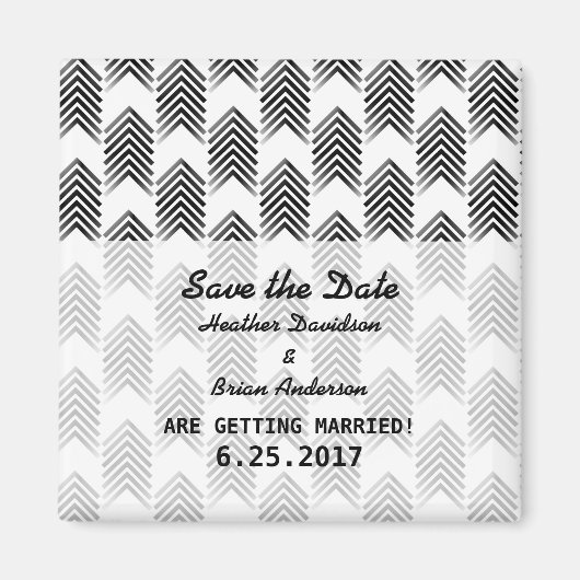 Zwart-witte stampijlen opslaan Magnet Datum magnee (Voorkant)