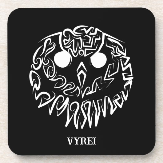 Zwart-Witte Stampparel Uil Bier Onderzetter (Voorkant)