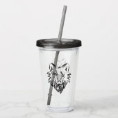 Zwart-Witte Stamwolf Acryl Drinkbeker (Achterkant)