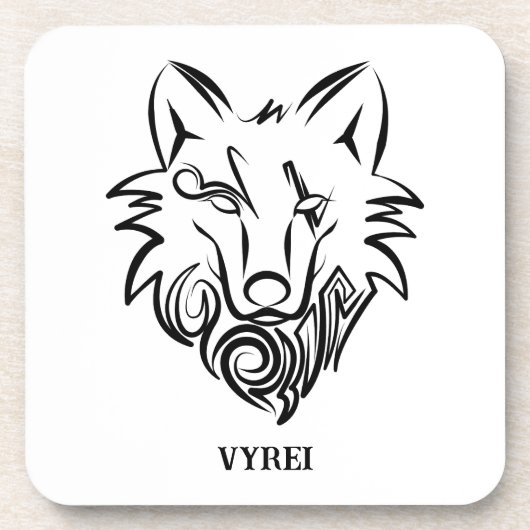 Zwart-Witte Stamwolf Bier Onderzetter (Voorkant)