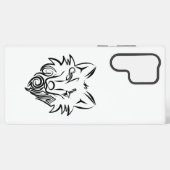 Zwart-Witte Stamwolf Samsung Galaxy Hoesje (Achterkant horizontaal)