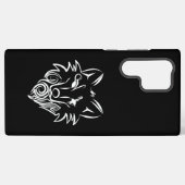 Zwart-Witte Stamwolf Samsung Galaxy Hoesje (Achterkant horizontaal)